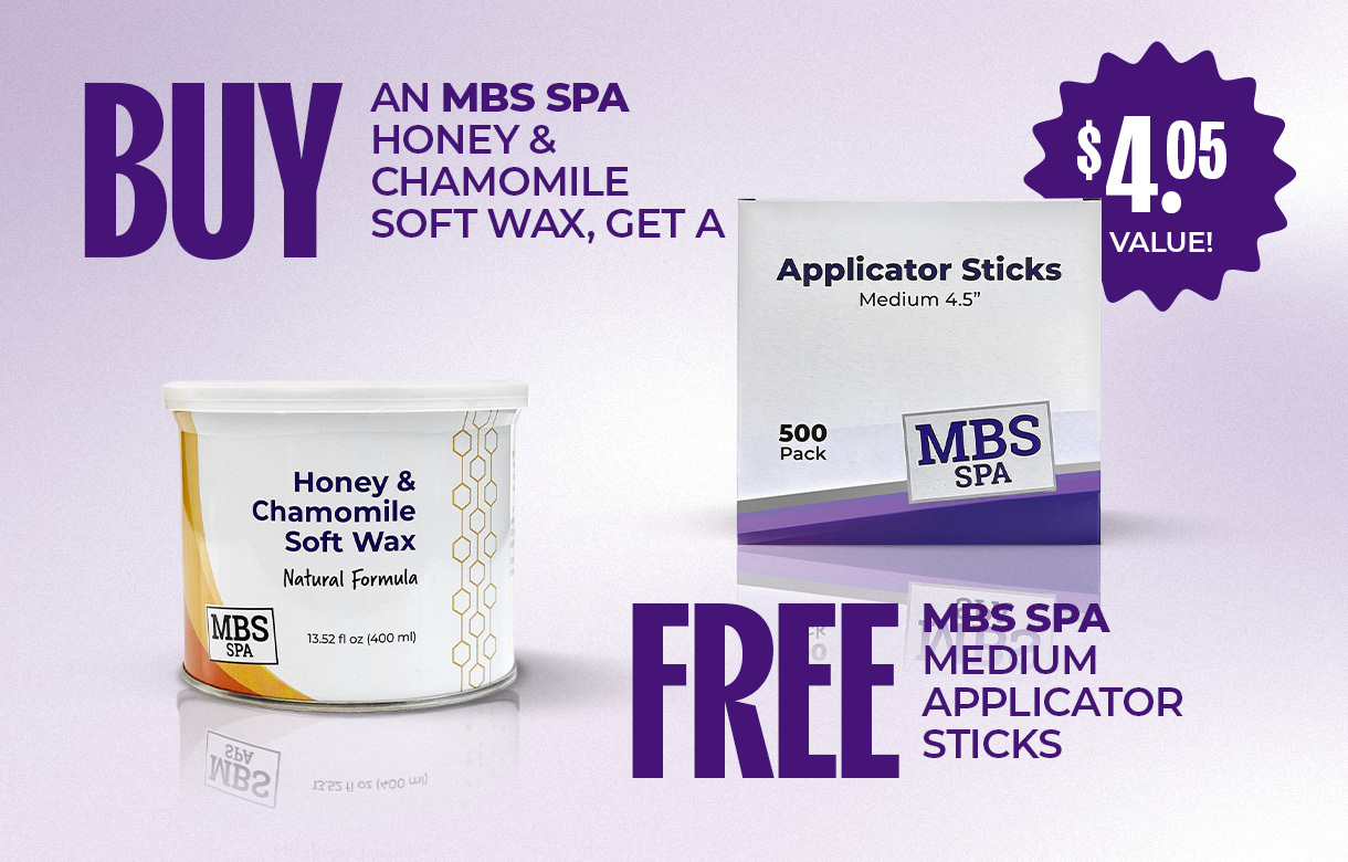 (10) JULY/AUG Buy an MBS Spa Cream Soft Wax Get 2 Free MBS Spa Applicator Sticks