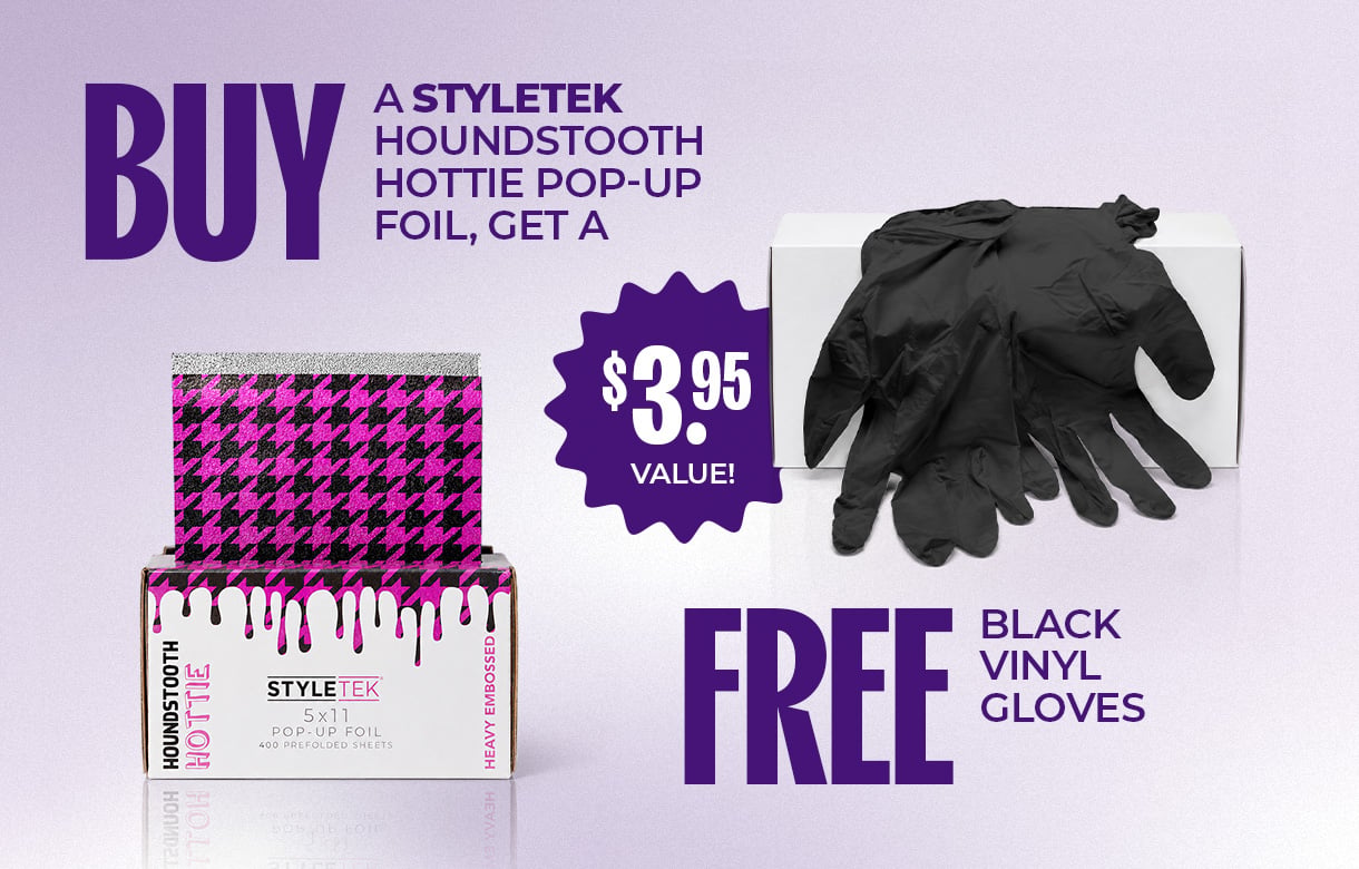 (36) JUNE Buy StyleTek Houndstooth Hottie Pop-Up Foil Get Free Black Vinyl Gloves