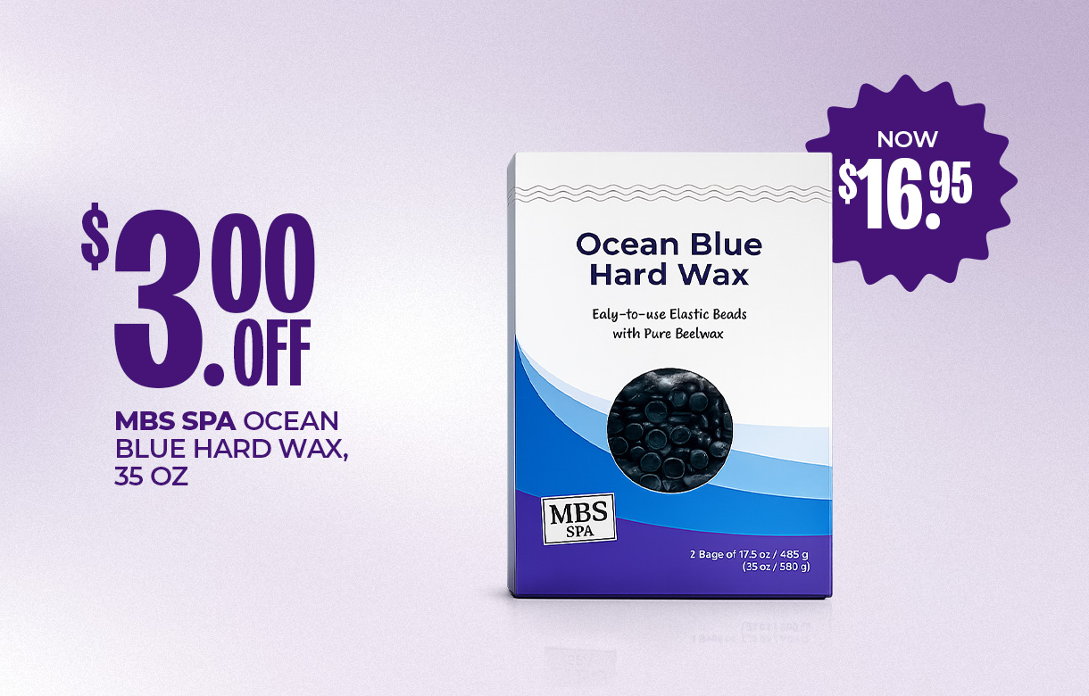 (4) JUNE $3 Off MBS Spa Ocean Blue Hard Wax, 35 oz
