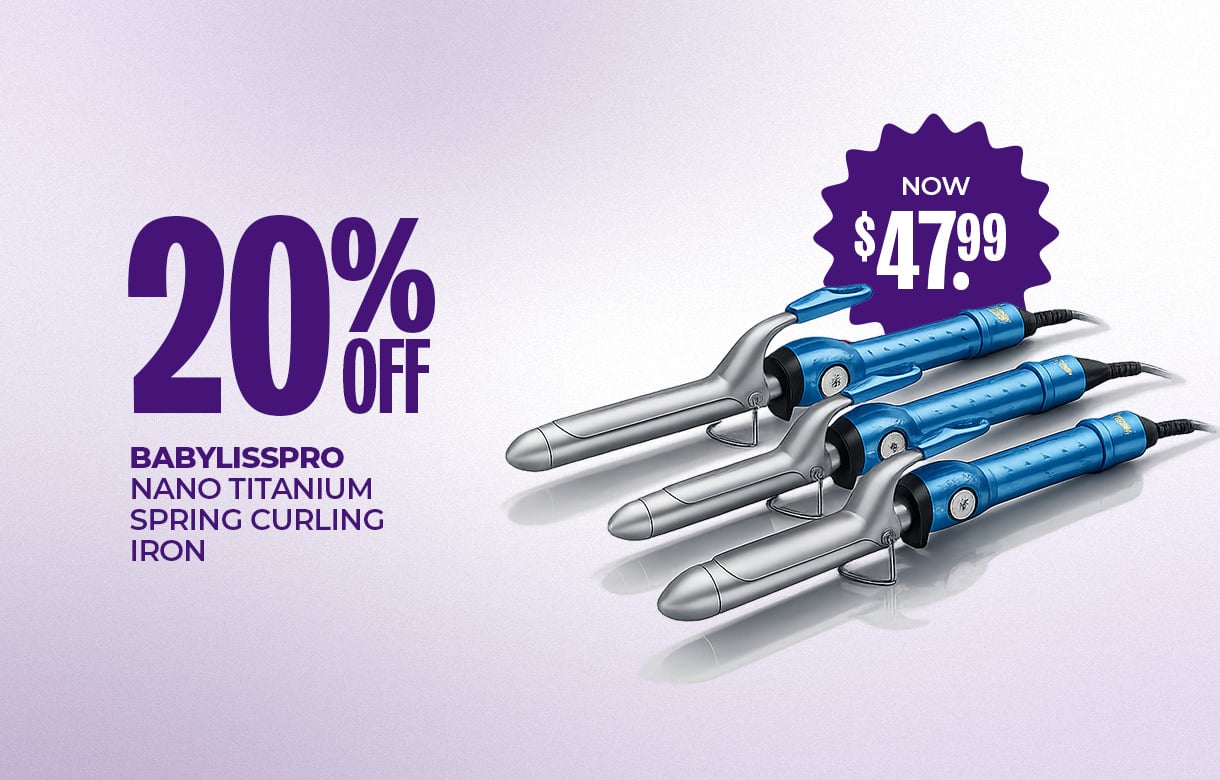 (43) MAY/JUNE 20% Off BaBylissPRO Nano Titanium Spring Curling Iron