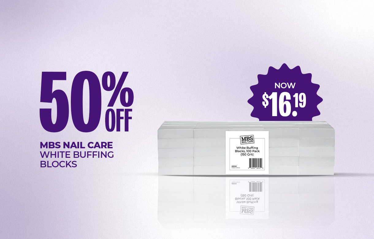 (49) MAY/JUNE 50% Off MBS Nail Care White Buffing Blocks