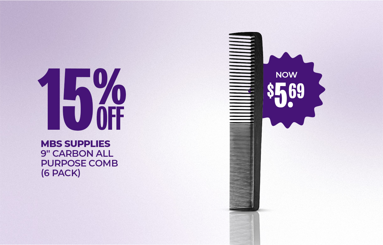 (51) MAY/JUNE 15% Off MBS Supplies 9" Carbon All Purpose Comb  (6 pack)