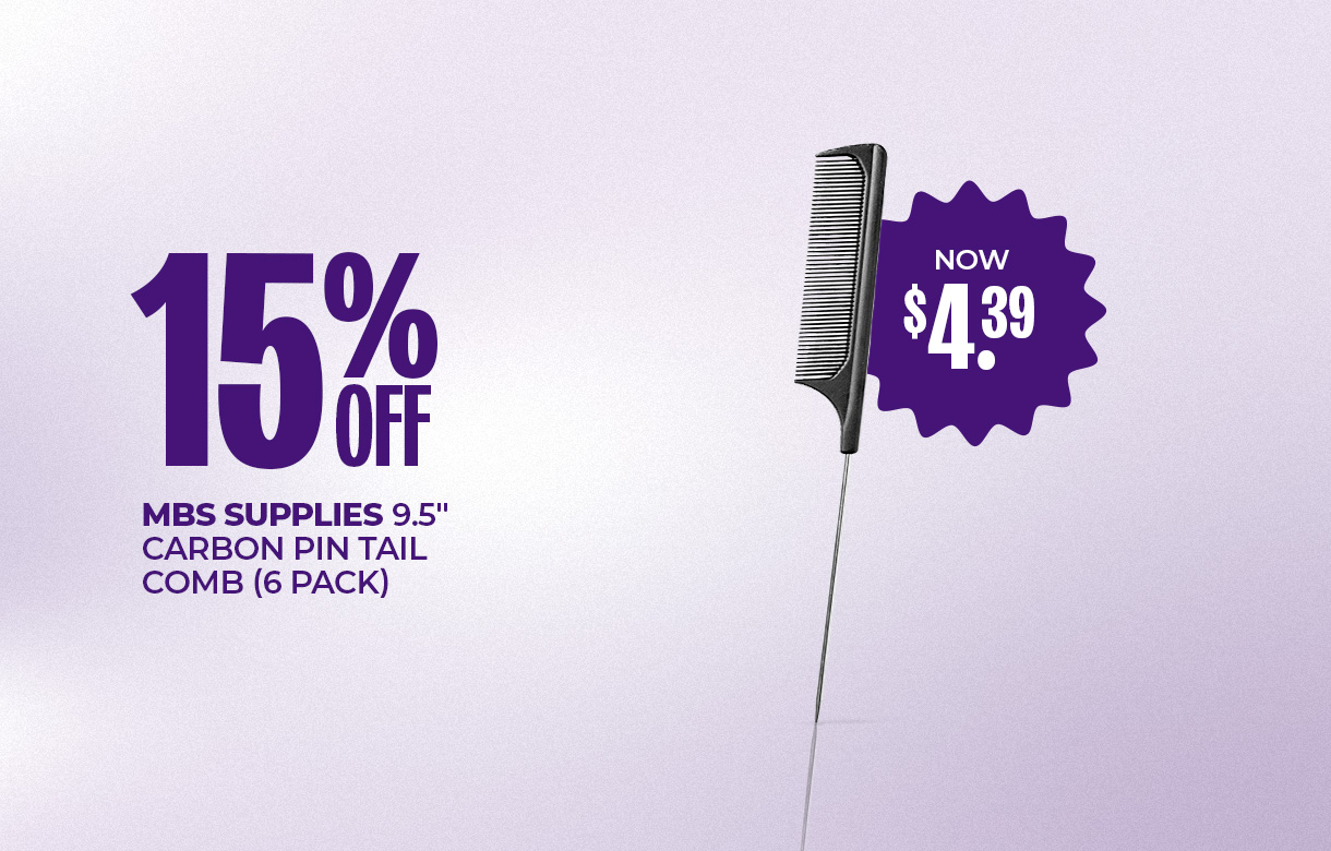 (52) MAY/JUNE 15% Off MBS Supplies 9.5" Carbon Pin Tail Comb (6 Pack)