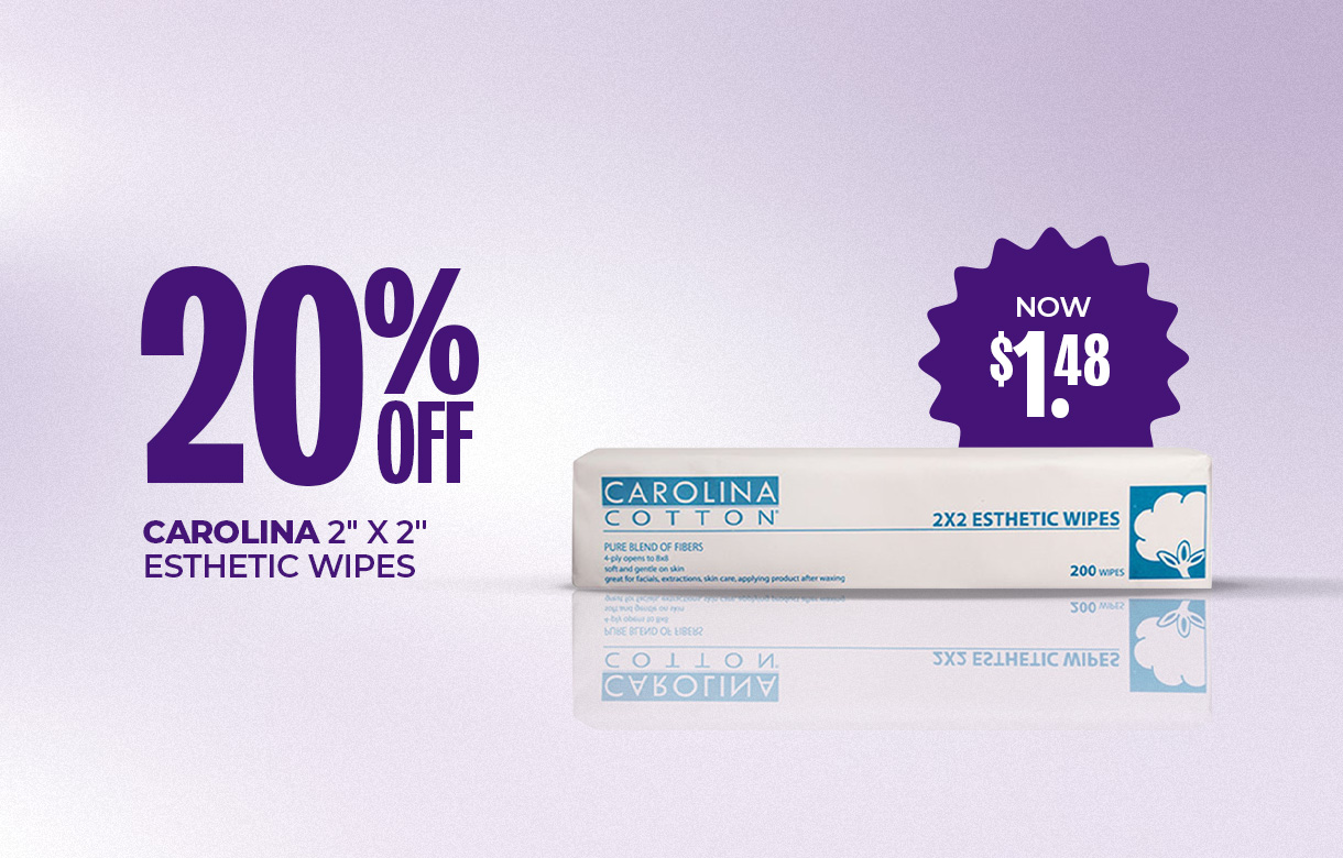 (61) MAY/JUNE 20% Off Carolina 2" x 2" Esthetic Wipes