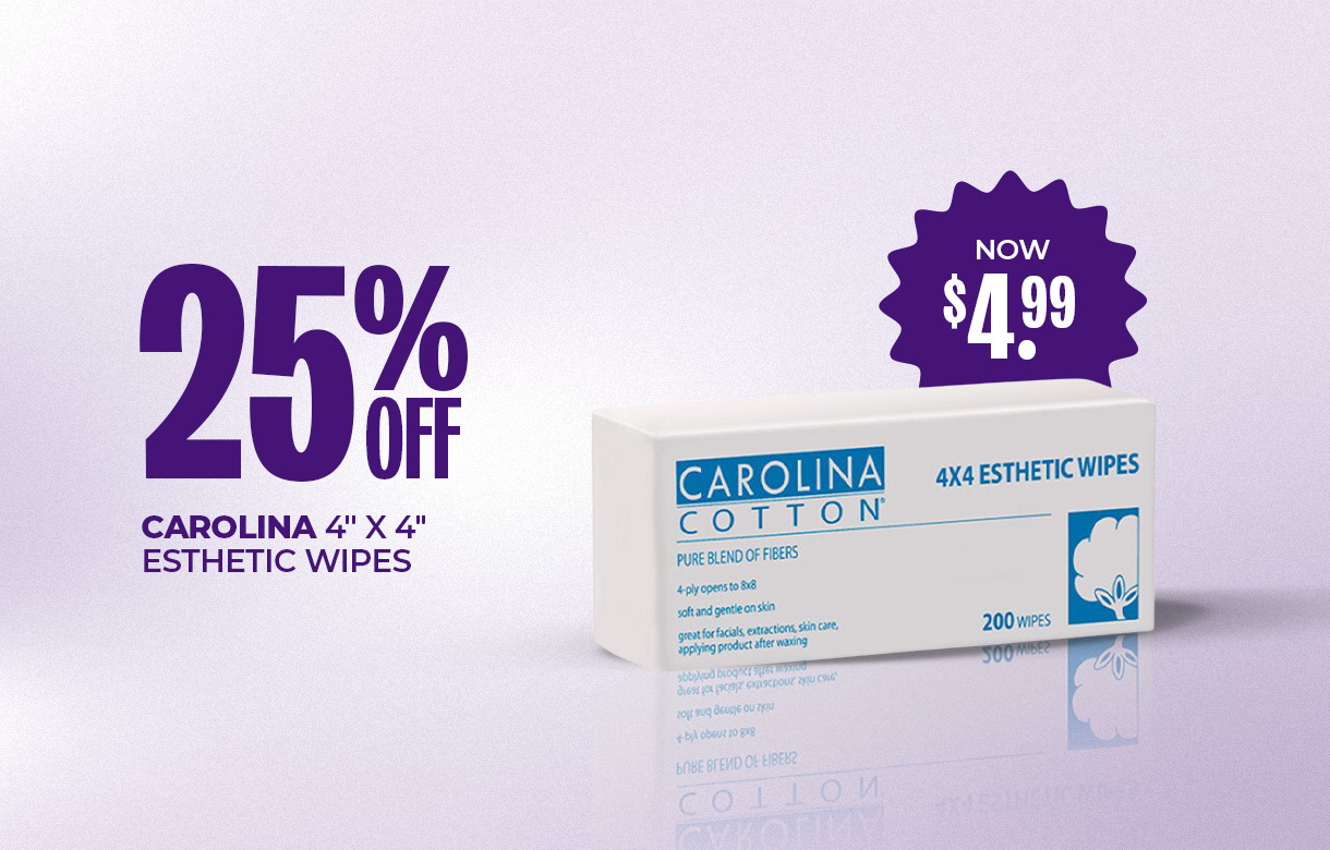 (62) MAY/JUNE 27% Off Carolina 4" x 4" Esthetic Wipes