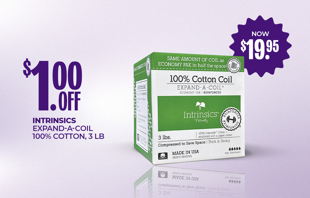 (64) MAY/JUNE $1.00 Off Intrinsics Expand-A-Coil 100% Cotton, 3 lb