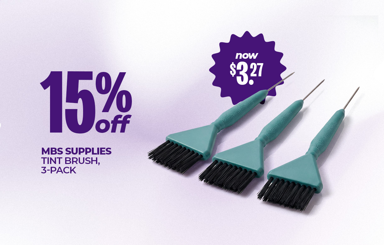 (12) OCT 15% Off MBS Supplies Teal Tint Brush, 3-Packs