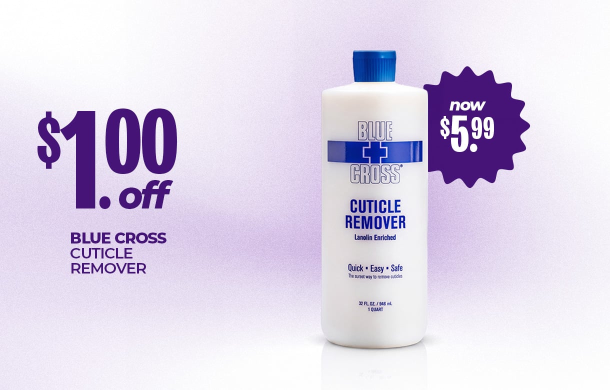 (32) SEPT/OCT $1 Off Blue Cross Cuticle Remover