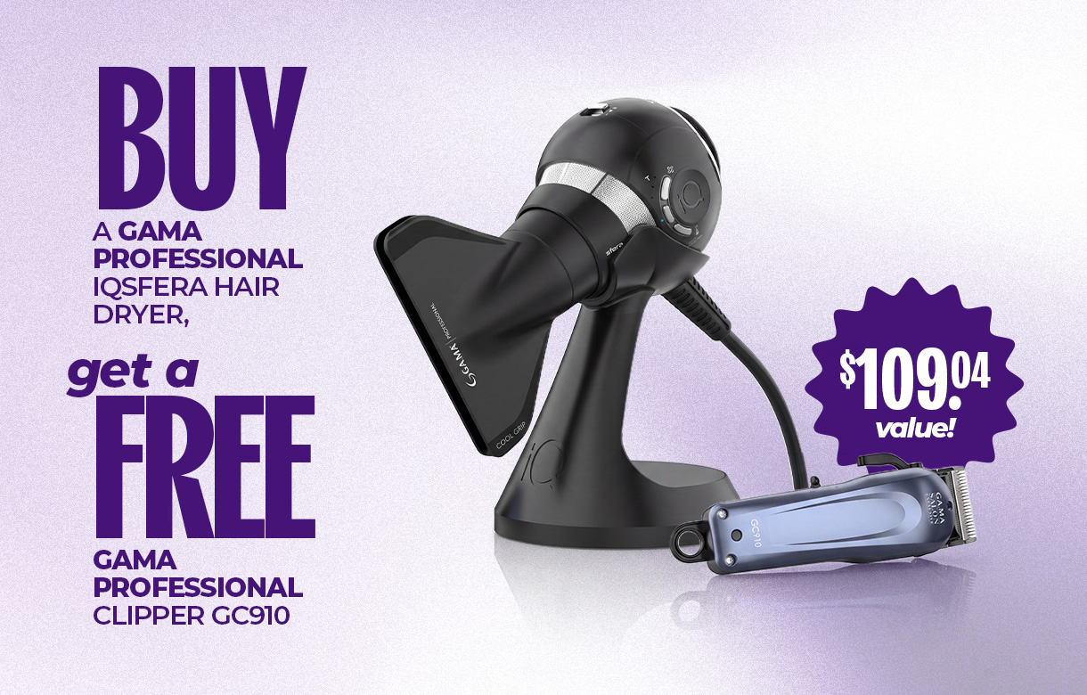 (35) SEPT/OCT Buy a GAMA Professional iQSFERA Hair Dryer Get a GAMA Professional Clipper GC910 Free