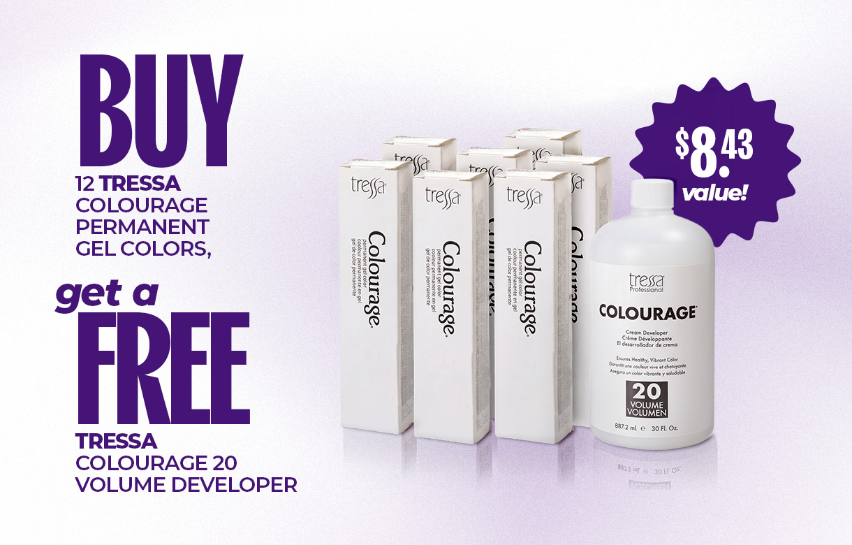 (61) SEPT/OCT Buy 12 Tressa Colourage Permanent Gel Colors Get A Free Tressa Colourage 20 Volume Developer